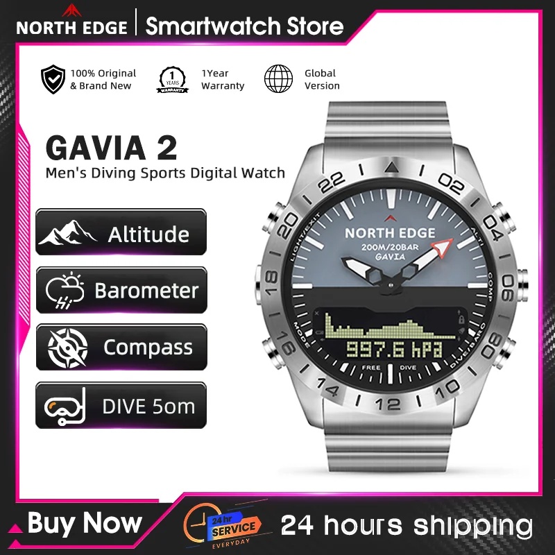 Smartwatch Army Watches For Men - NORTH EDGE Montre de Plongée pour