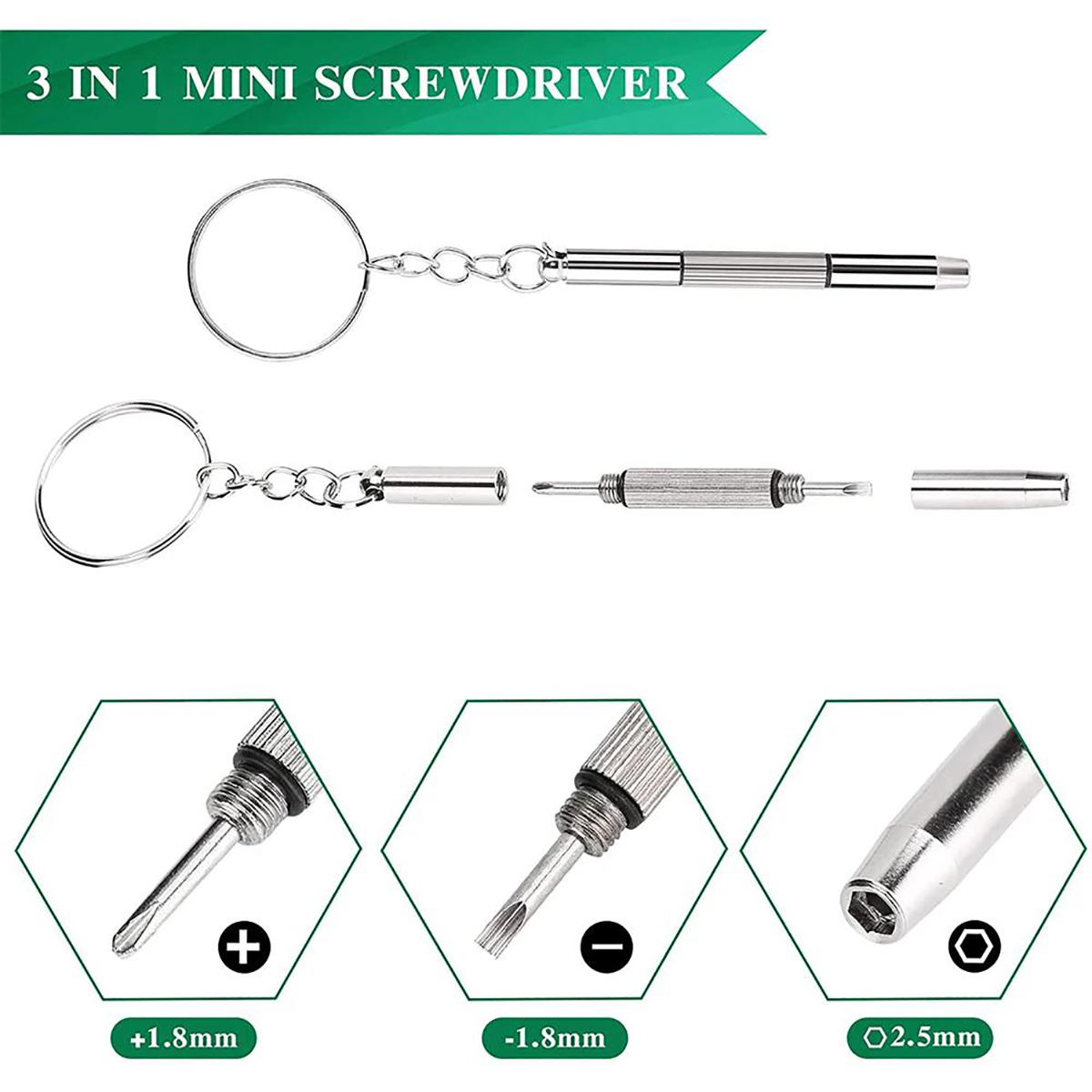 Watch Tool Repair Kit - Mini tournevis 3 en 1, 1/2/10